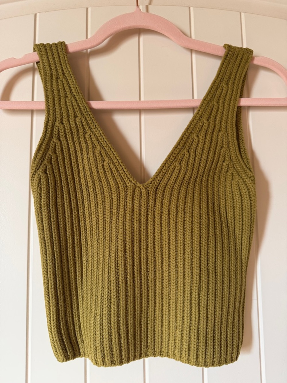 The Drop Olive Green Ribbed Knit V-Neck Tank